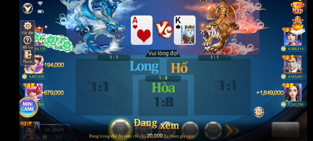 Sảnh game bài long hổ iwin